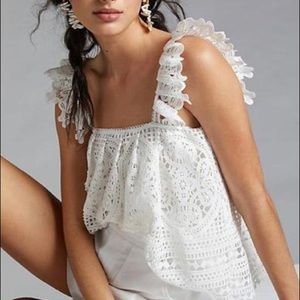 Eri+Ali from Anthropologie Ruffled Lace Tank Blouse